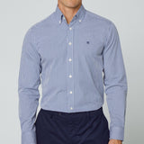Hackett Gingham Slim Fit Shirt in White/Blue