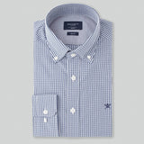 Hackett Gingham Slim Fit Shirt in White/Blue