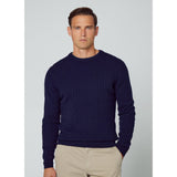 Hackett Lambwool Cable Crew Neck Jumper in Navy