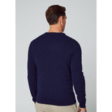 Hackett Lambwool Cable Crew Neck Jumper in Navy