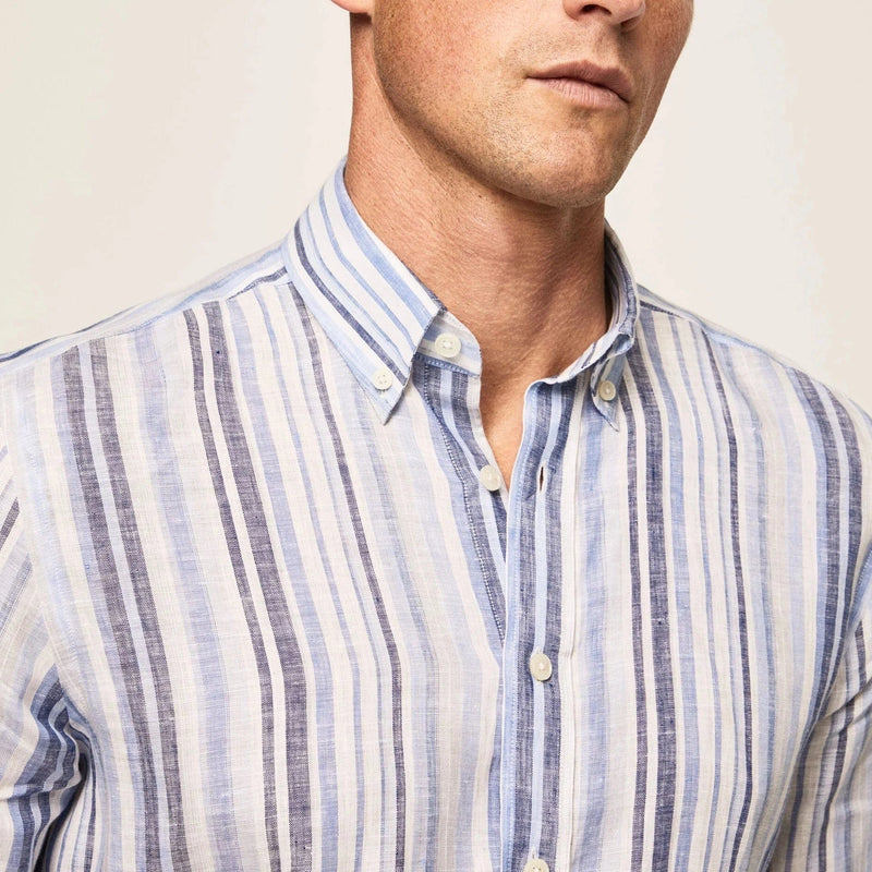 Hackett Linen Multi Stripe Shirt Multi Blue