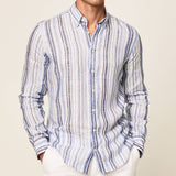 Hackett Linen Multi Stripe Shirt Multi Blue