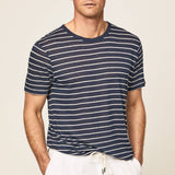 Hackett Linen Stripe Shirt Night Navy
