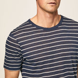 Hackett Linen Stripe Shirt Night Navy