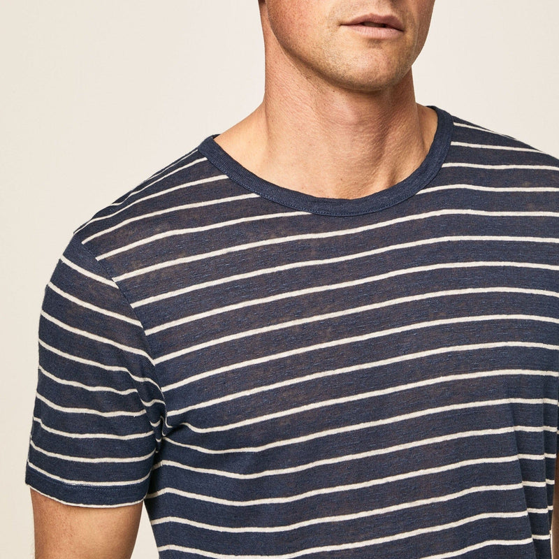 Hackett Linen Stripe Shirt Night Navy