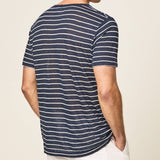 Hackett Linen Stripe Shirt Night Navy