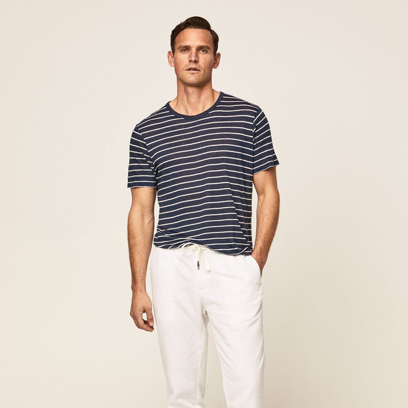 Hackett Linen Stripe Shirt Night Navy