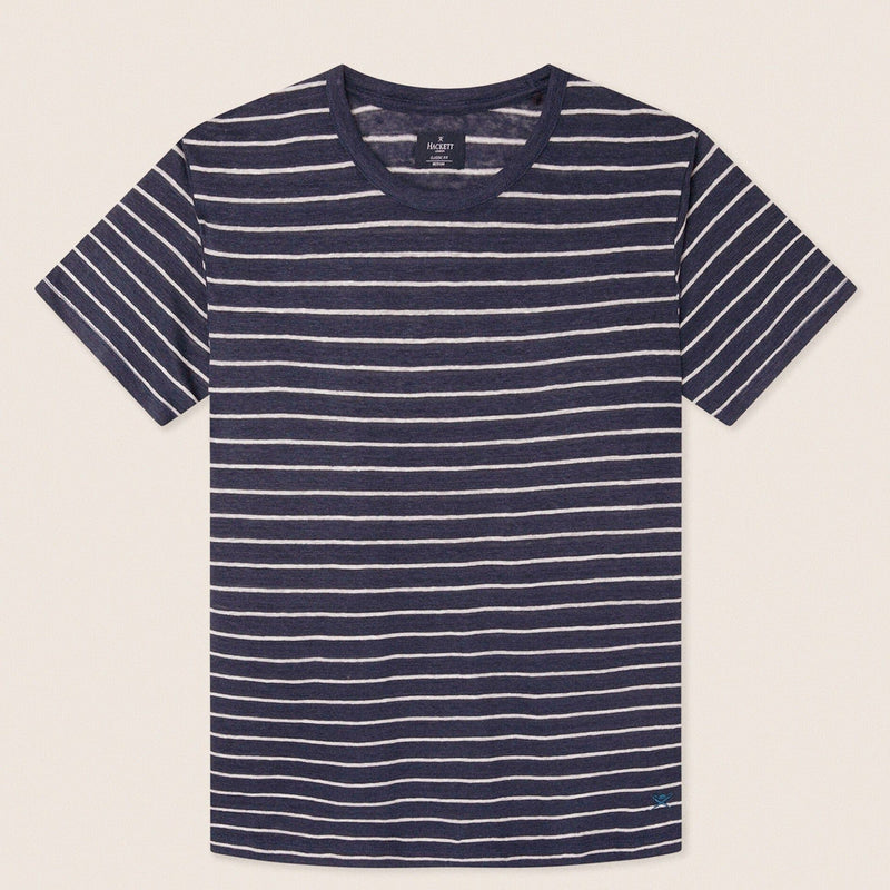 Hackett Linen Stripe Shirt Night Navy