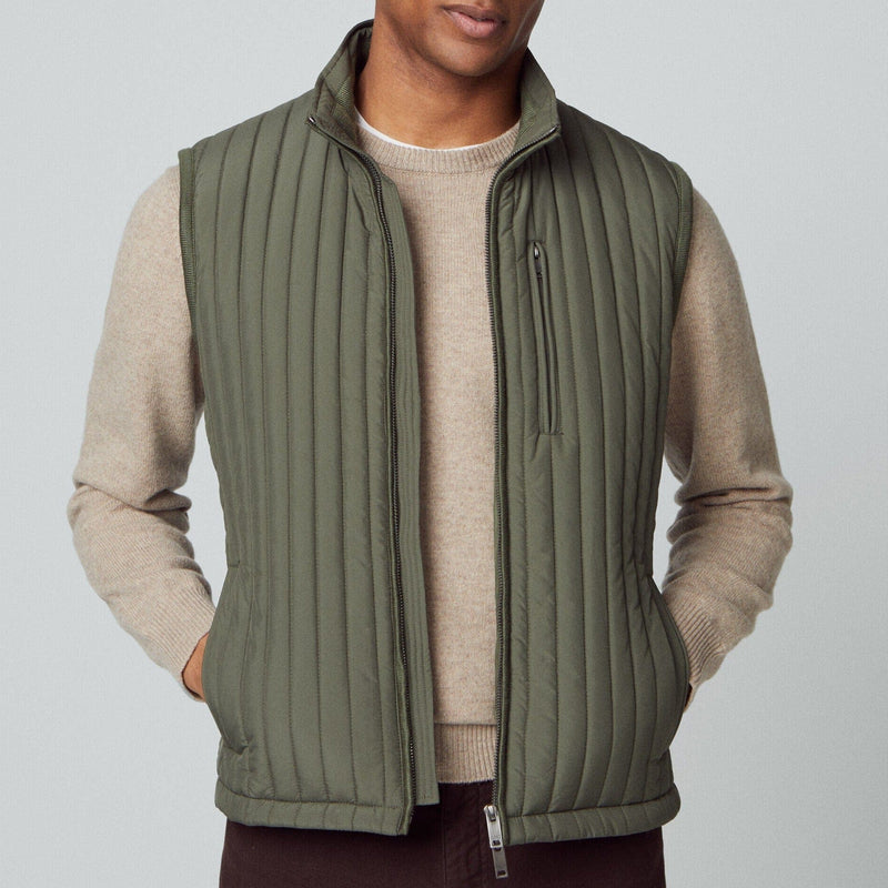 Hackett Padded Channel Gilet in Olive