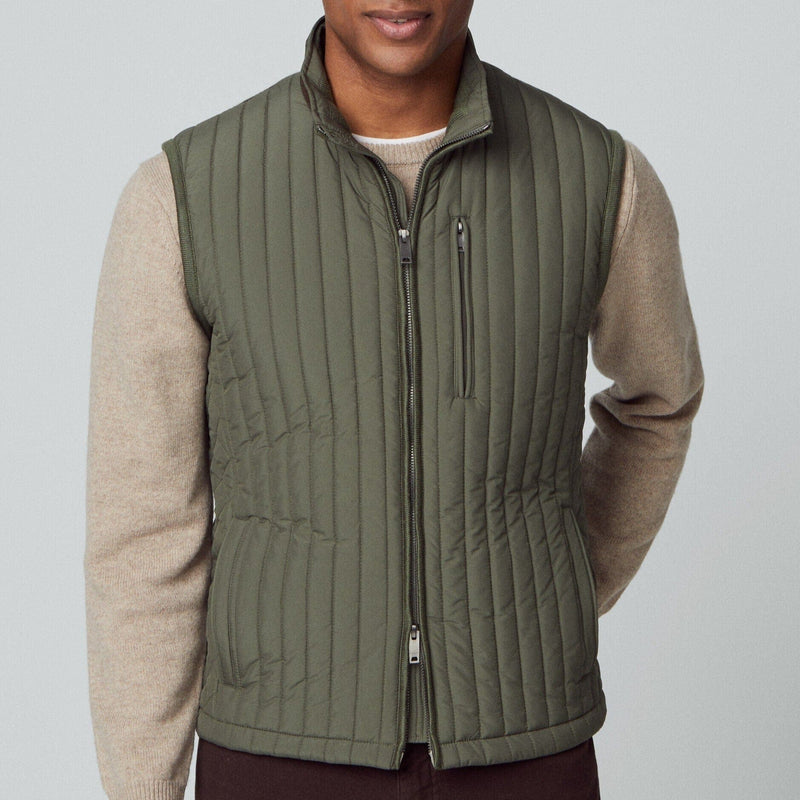 Hackett Padded Channel Gilet in Olive