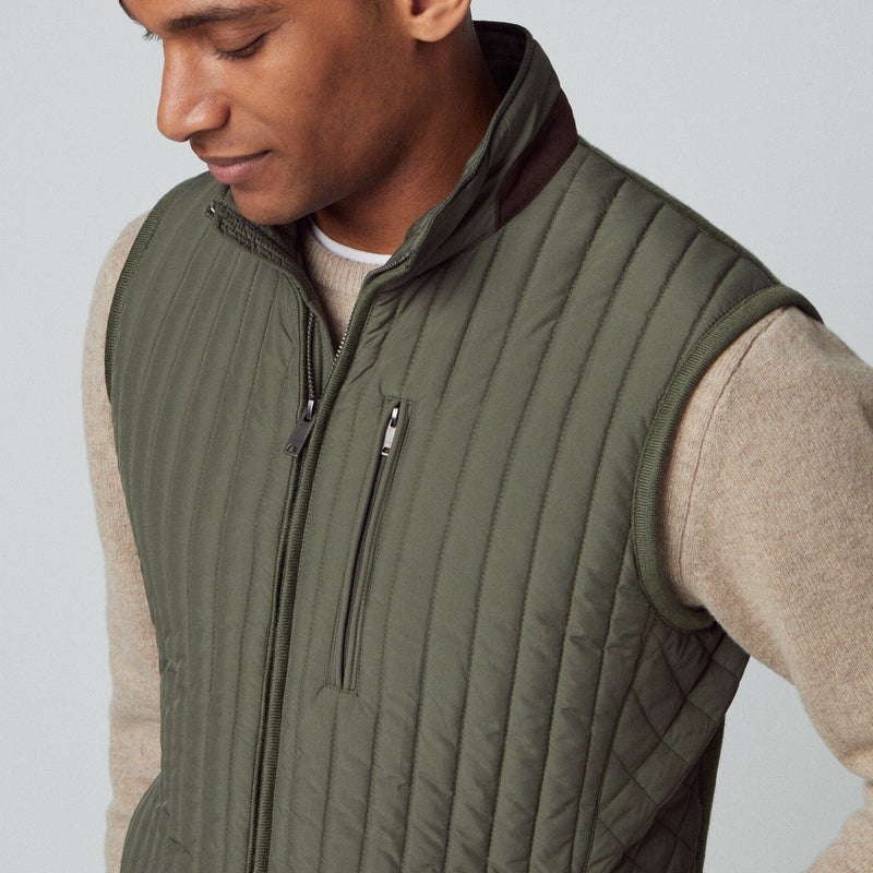 Hackett Padded Channel Gilet in Olive