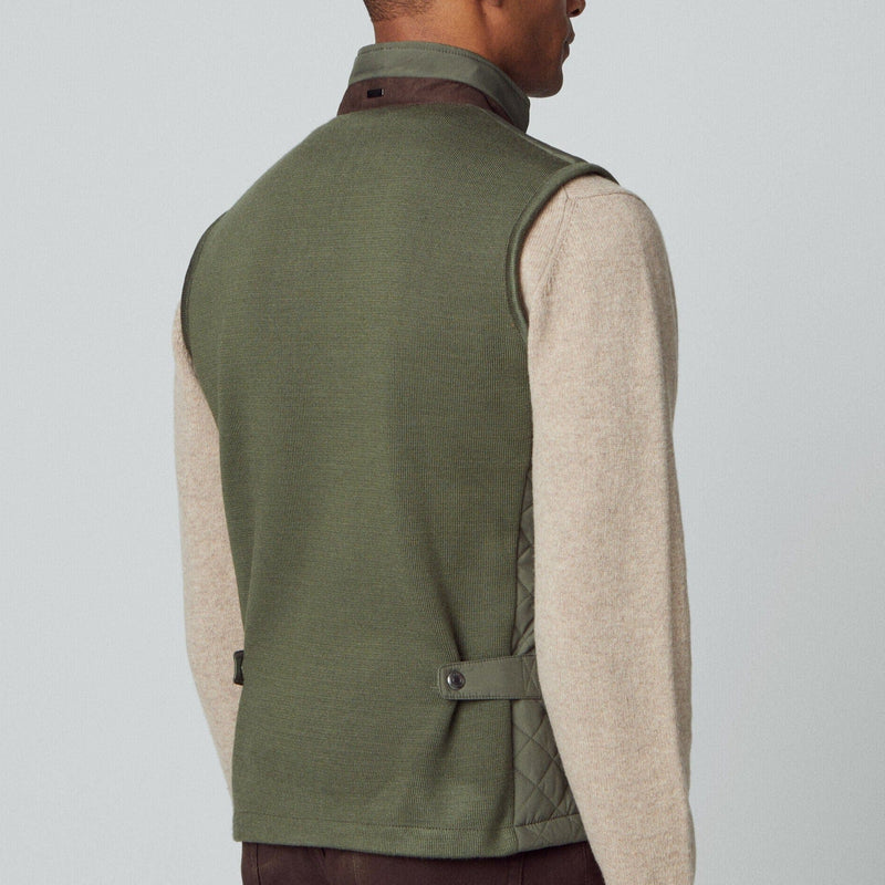 Hackett Padded Channel Gilet in Olive