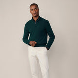 Hackett Quarter Zip Jumper in Forest Green