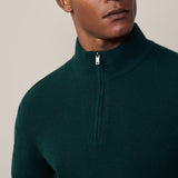 Hackett Quarter Zip Jumper in Forest Green