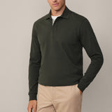 Hackett Slim Fit Brushed Jersey Rugby Shirt In Deep Green