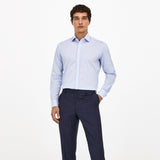 Hackett Slim Fit Striped Cotton Shirt in White/Sky