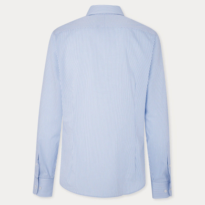 Hackett Slim Fit Striped Cotton Shirt in White/Sky