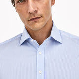 Hackett Slim Fit Striped Cotton Shirt in White/Sky