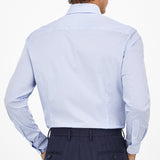 Hackett Slim Fit Striped Cotton Shirt in White/Sky