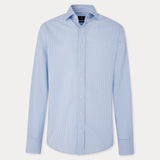 Hackett Slim Fit Striped Cotton Shirt in White/Sky