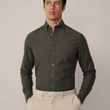 Hackett tailored fit flannel trimmed shirt In Green