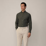 Hackett tailored fit flannel trimmed shirt In Green