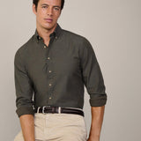 Hackett tailored fit flannel trimmed shirt In Green