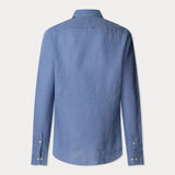 Hackett Tailored Fit Linen Kent Shirt In Sea Blue