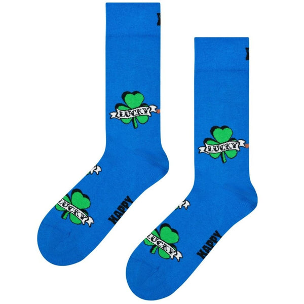 Happy Socks Three-Leaf Luck Sock In Blue