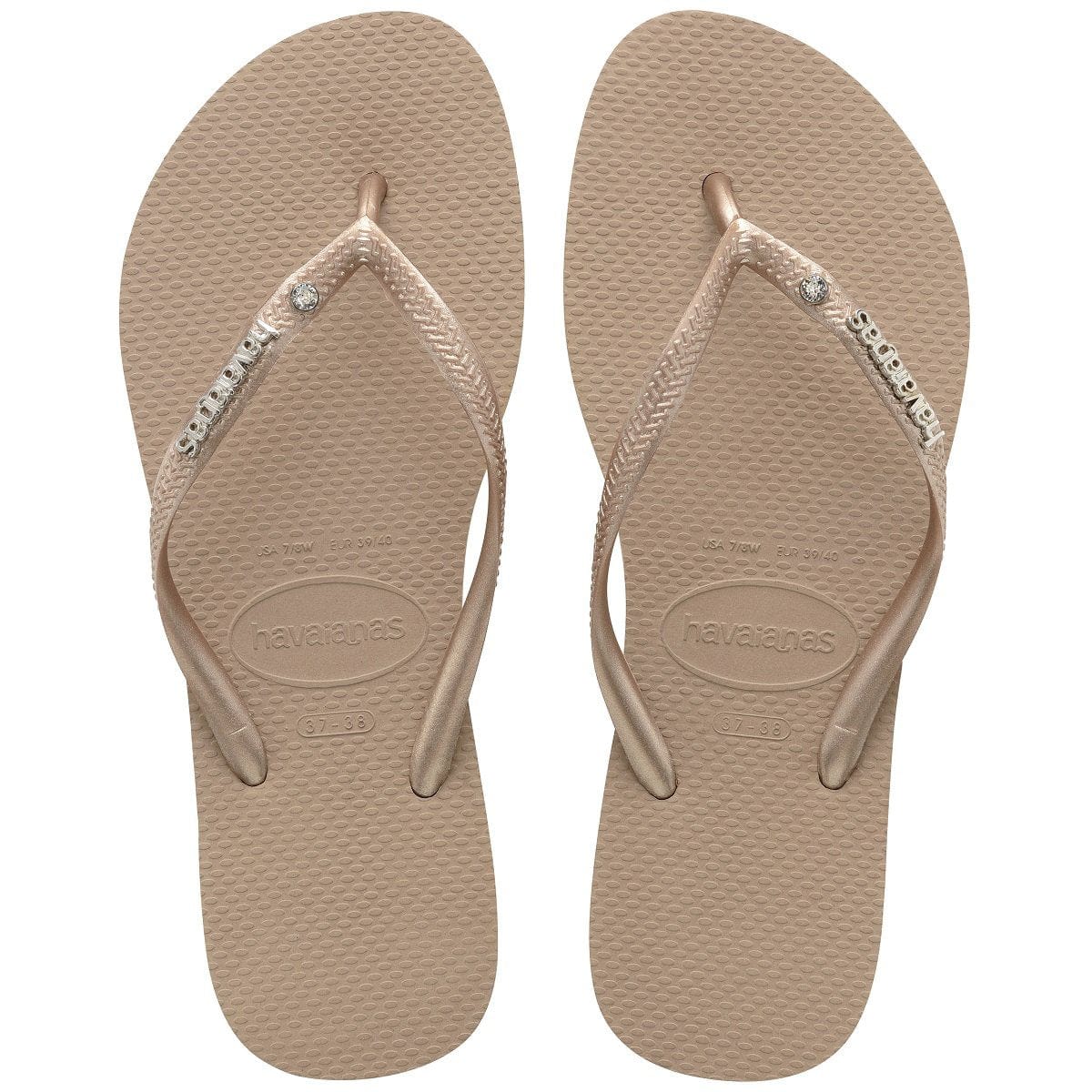 Havaianas Slim Logo Flip Flops Rose Gold1