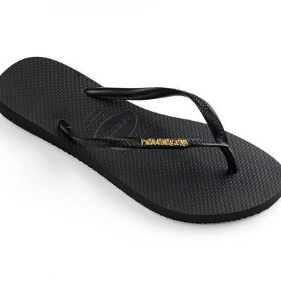 Havaianas Slim Logo Metallic In Gold/Black