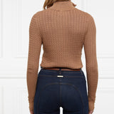 Holland Cooper Ava Half Zip Knit in Dark Camel Marl