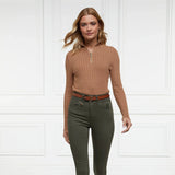 Holland Cooper Ava Half Zip Knit in Dark Camel Marl