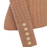Holland Cooper Ava Half Zip Knit in Dark Camel Marl