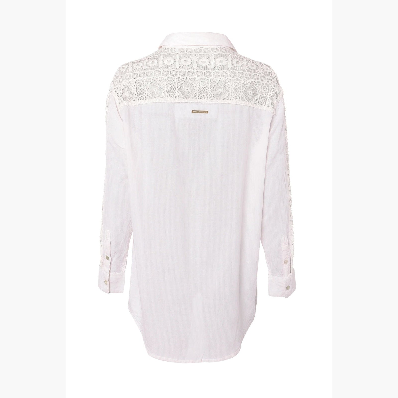 Holland Cooper Oversized Cotton Lace Shirt in Pink Stripe