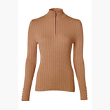 Holland Cooper Ava Half Zip Knit in Dark Camel Marl