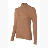 Holland Cooper Ava Half Zip Knit in Dark Camel Marl