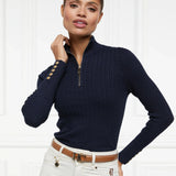 Holland Cooper Ava Half Zip Knit in Ink Navy