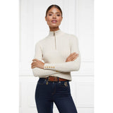 Holland Cooper Ava Quarter Zip Knit In Almond