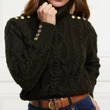 Holland Cooper Belgravia Cable Knit in Fern Green