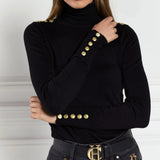 Holland Cooper Buttoned Knit Roll Neck in Black