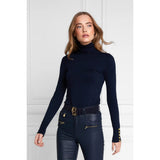 Holland Cooper Buttoned Knit Roll Neck In Ink Navy