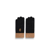 Holland Cooper Chelsea Knitted Gloves In Black Beige