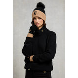 Holland Cooper Chelsea Knitted Gloves In Black Beige
