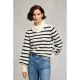 Holland Cooper Frances Cowl Neck Knit In Natural Stripe