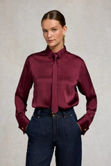 Holland Cooper Georgina Satin Shirt In Mulberry