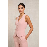 Holland Cooper Hampton Waistcoat in Pink Linen