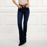 Holland Cooper High Rise Flared Jeans In Deep Indigo
