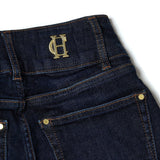 Holland Cooper High Rise Flared Jeans In Deep Indigo
