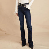 Holland Cooper High Rise Flared Jeans In Deep Indigo